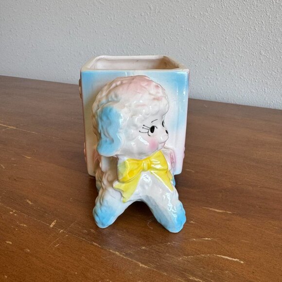 Pink and Blue Ceramic Lamb Planter, Baby Room Decor - Picture 4 of 8